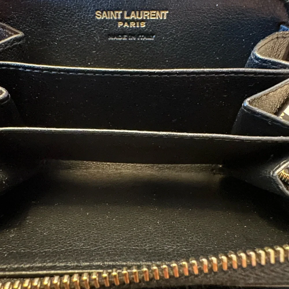 Saint Laurent Cassandre Zip Around Wallet In Lambskin - Black/Gold - Picture 5 of 6